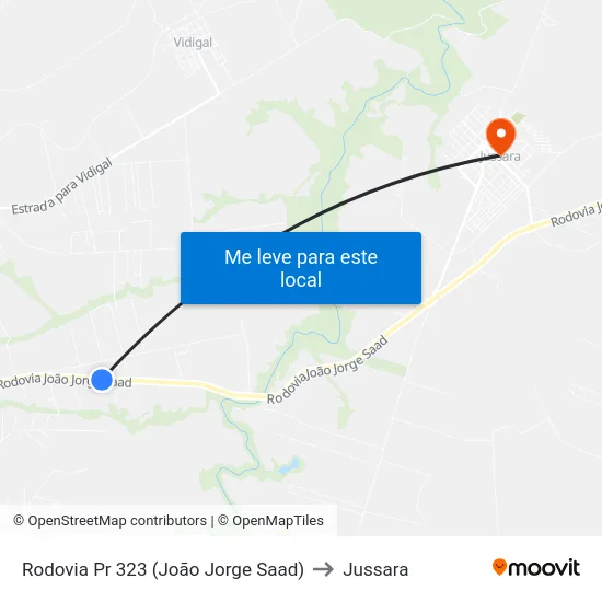 Rodovia Pr 323 (João Jorge Saad) to Jussara map