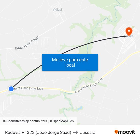 Rodovia Pr 323 (João Jorge Saad) to Jussara map