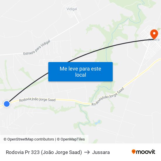 Rodovia Pr 323 (João Jorge Saad) to Jussara map