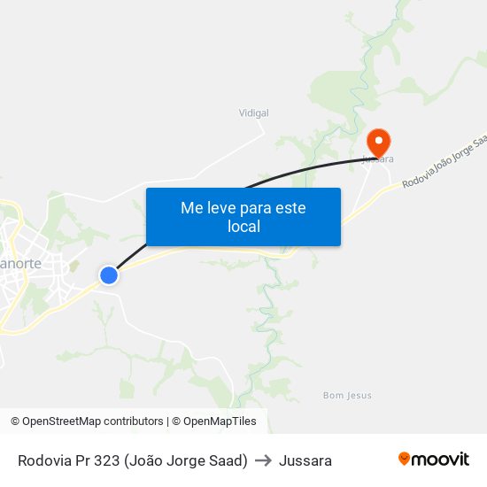 Rodovia Pr 323 (João Jorge Saad) to Jussara map