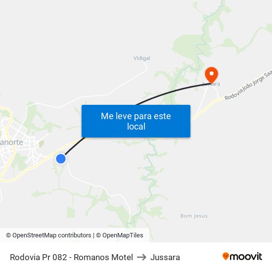 Rodovia Pr 082 - Romanos Motel to Jussara map