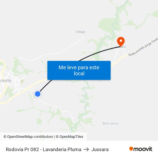 Rodovia Pr 082 - Lavanderia Pluma to Jussara map