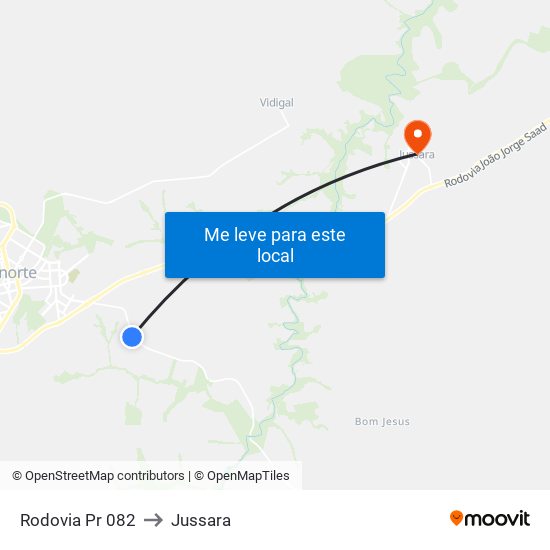 Rodovia Pr 082 to Jussara map
