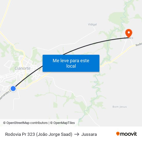 Rodovia Pr 323 (João Jorge Saad) to Jussara map