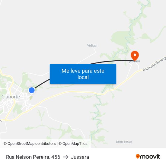 Rua Nelson Pereira, 456 to Jussara map