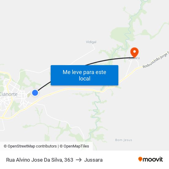 Rua Alvino Jose Da Silva, 363 to Jussara map