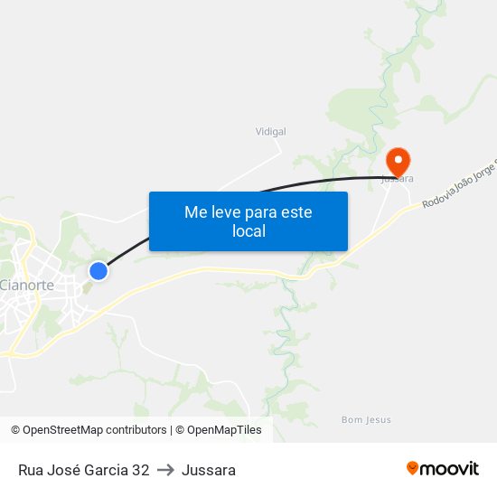 Rua José Garcia 32 to Jussara map