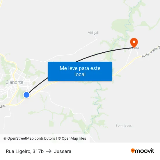 Rua Ligeiro, 317b to Jussara map