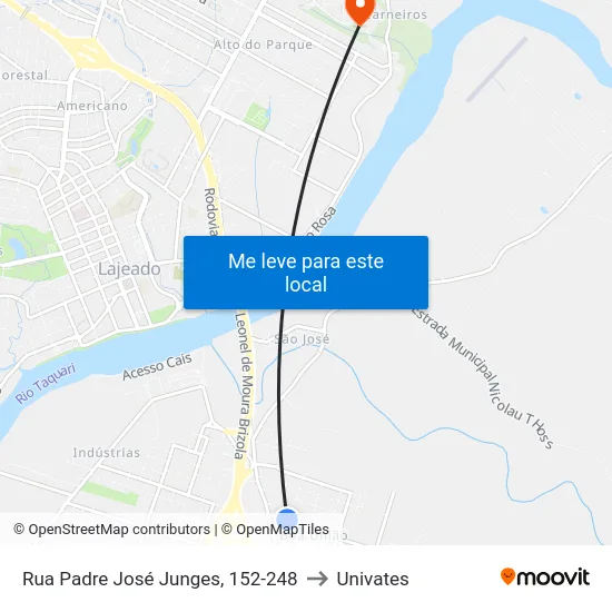 Rua Padre José Junges, 152-248 to Univates map