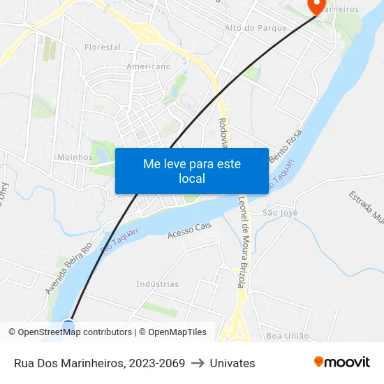 Rua Dos Marinheiros, 2023-2069 to Univates map
