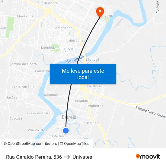 Rua Geraldo Pereira, 536 to Univates map
