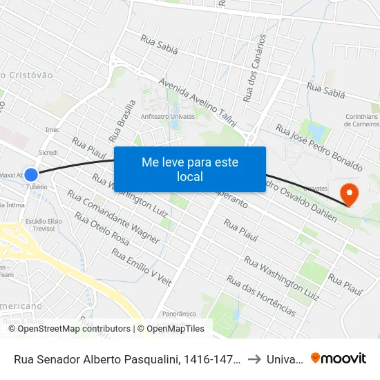 Rua Senador Alberto Pasqualini, 1416-1478 - Maxxi to Univates map