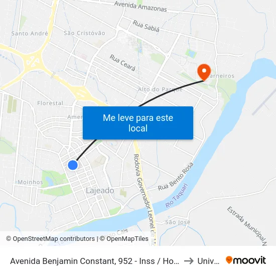 Avenida Benjamin Constant, 952 - Inss / Hospital Bruno Born to Univates map