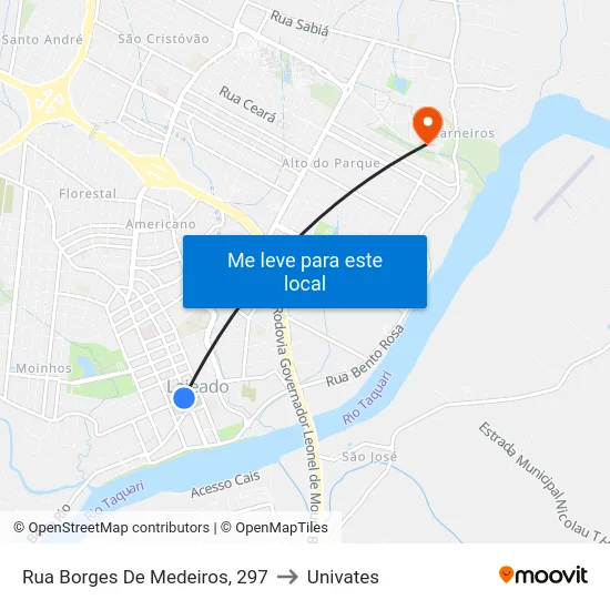 Rua Borges De Medeiros, 297 to Univates map
