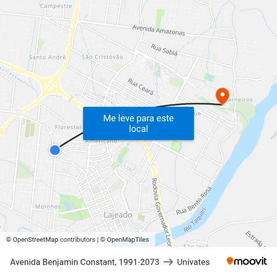 Avenida Benjamin Constant, 1991-2073 to Univates map