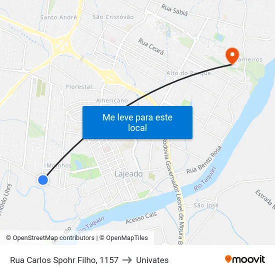 Rua Carlos Spohr Filho, 1157 to Univates map