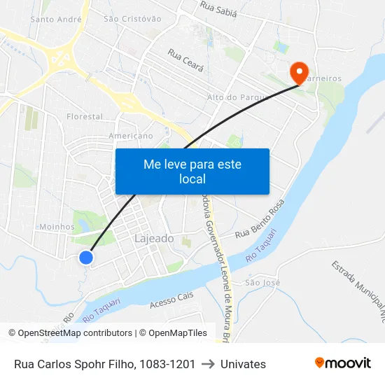 Rua Carlos Spohr Filho, 1083-1201 to Univates map