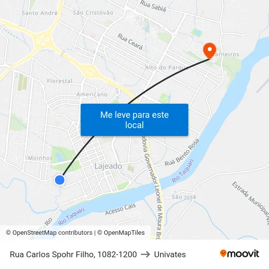 Rua Carlos Spohr Filho, 1082-1200 to Univates map