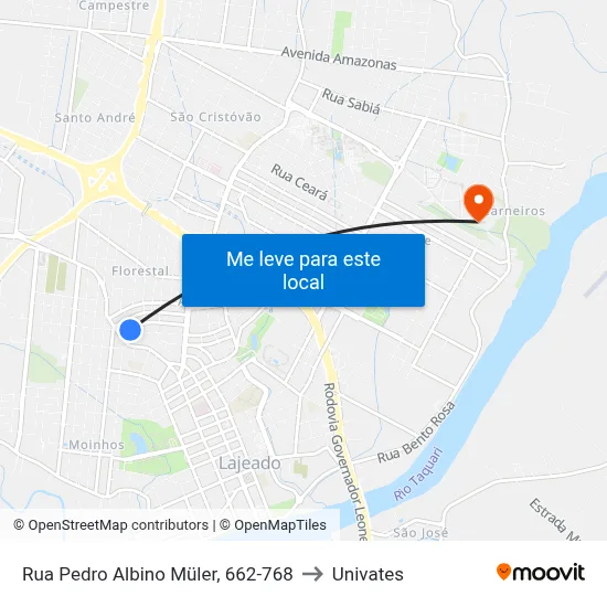 Rua Pedro Albino Müler, 662-768 to Univates map