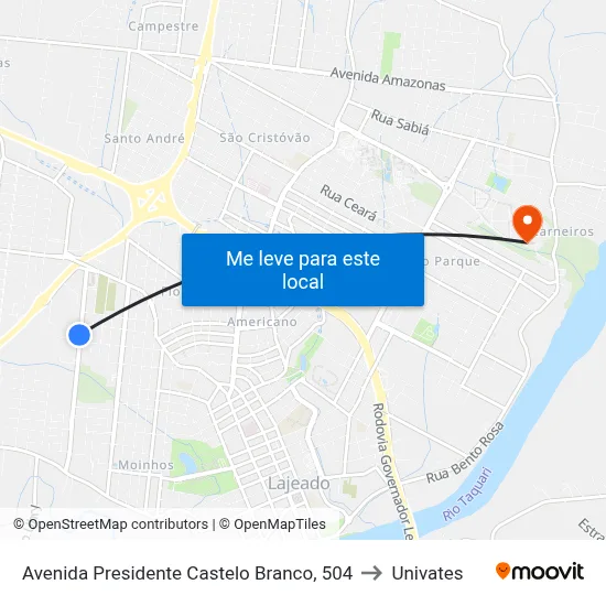 Avenida Presidente Castelo Branco, 504 to Univates map