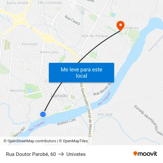 Rua Doutor Parobé, 60 to Univates map