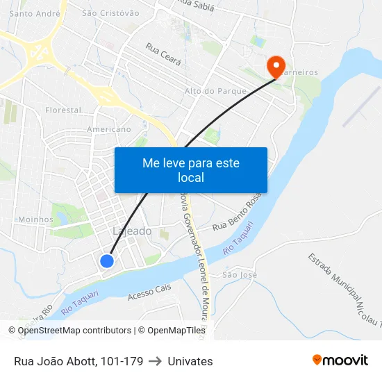 Rua João Abott, 101-179 to Univates map
