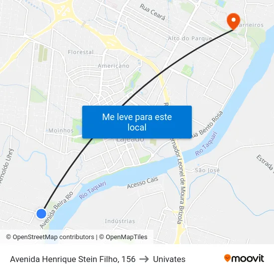 Avenida Henrique Stein Filho, 156 to Univates map