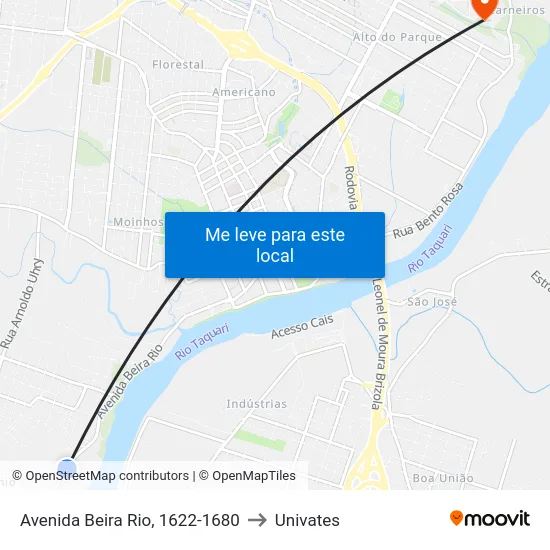 Avenida Beira Rio, 1622-1680 to Univates map