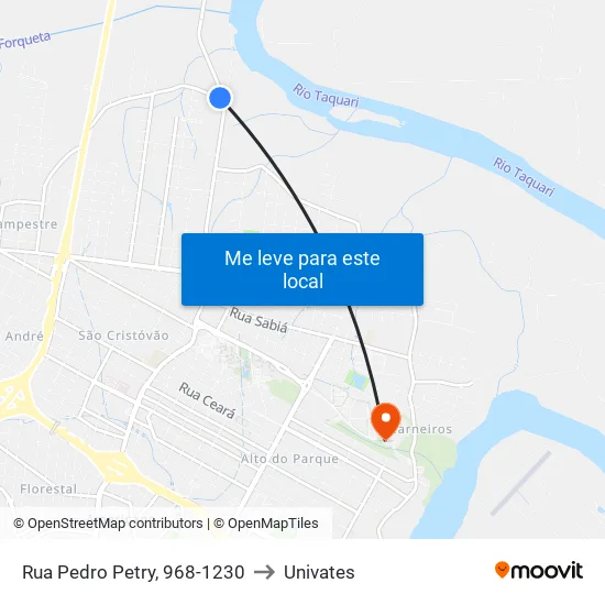 Rua Pedro Petry, 968-1230 to Univates map