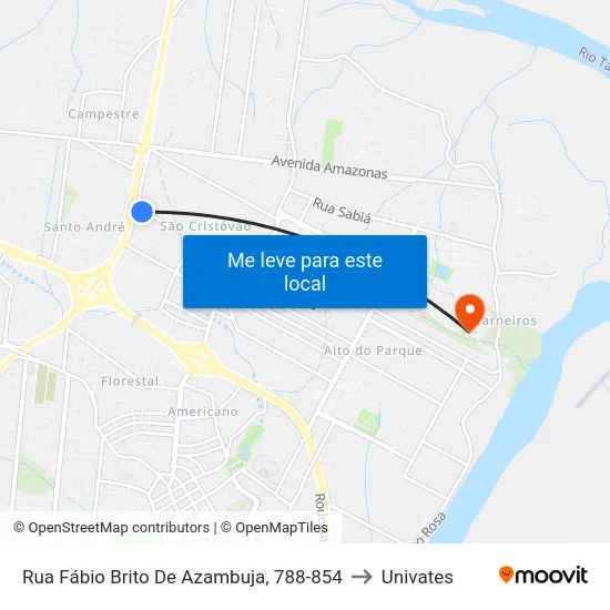 Rua Fábio Brito De Azambuja, 788-854 to Univates map