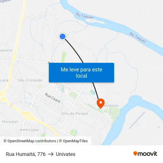 Rua Humaitá, 776 to Univates map