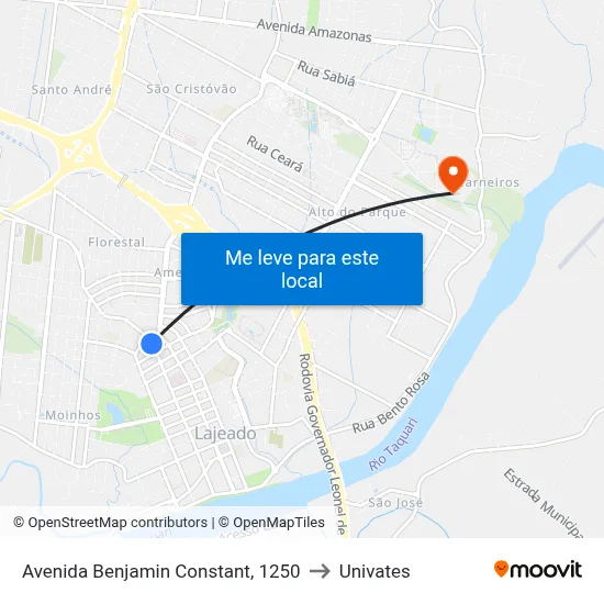 Avenida Benjamin Constant, 1250 to Univates map