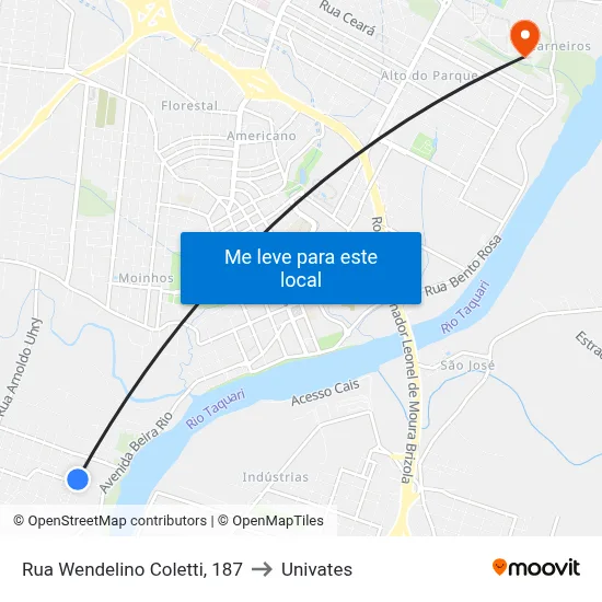Rua Wendelino Coletti, 187 to Univates map