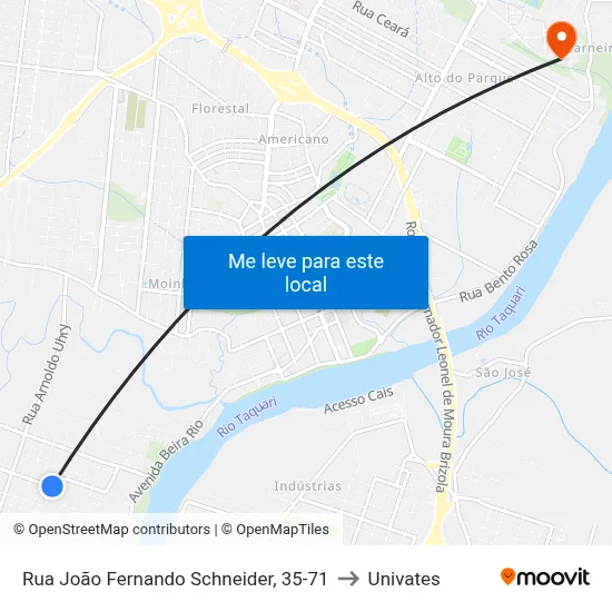 Rua João Fernando Schneider, 35-71 to Univates map