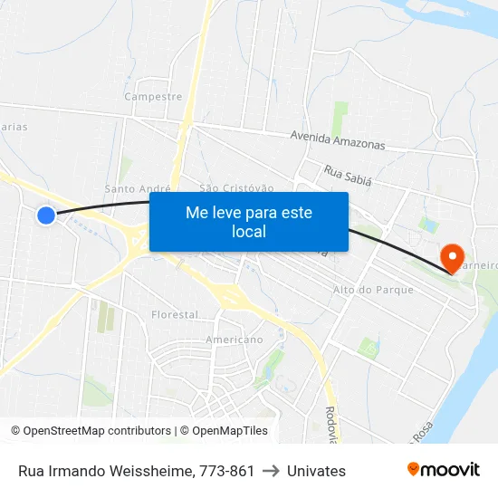 Rua Irmando Weissheime, 773-861 to Univates map