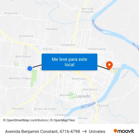 Avenida Benjamin Constant, 4716-4798 to Univates map