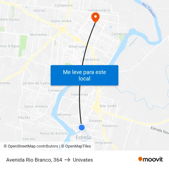 Avenida Rio Branco, 364 to Univates map