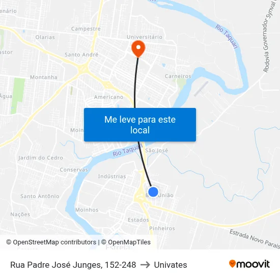 Rua Padre José Junges, 152-248 to Univates map