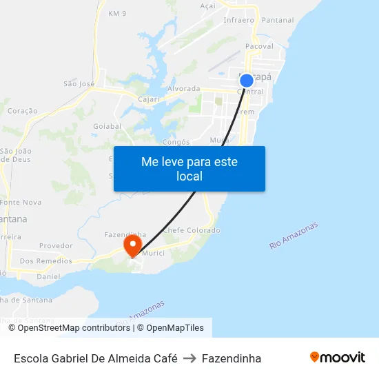 Escola Gabriel De Almeida Café to Fazendinha map