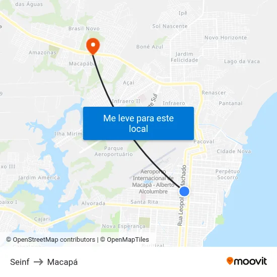 Seinf to Macapá map