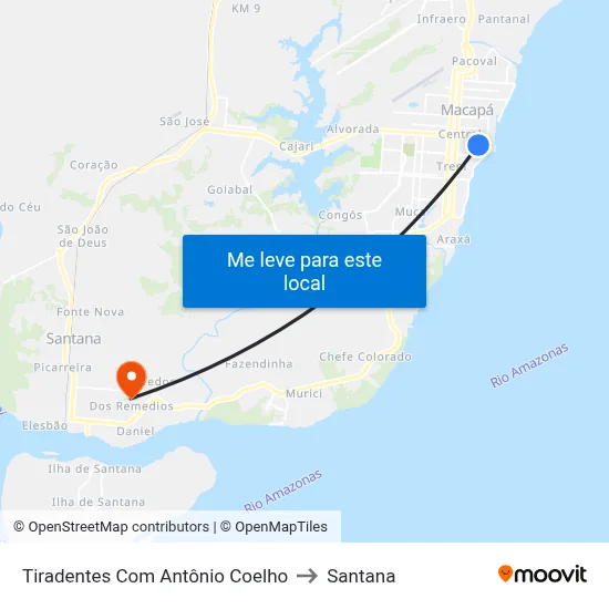 Tiradentes Com Antônio Coelho to Santana map