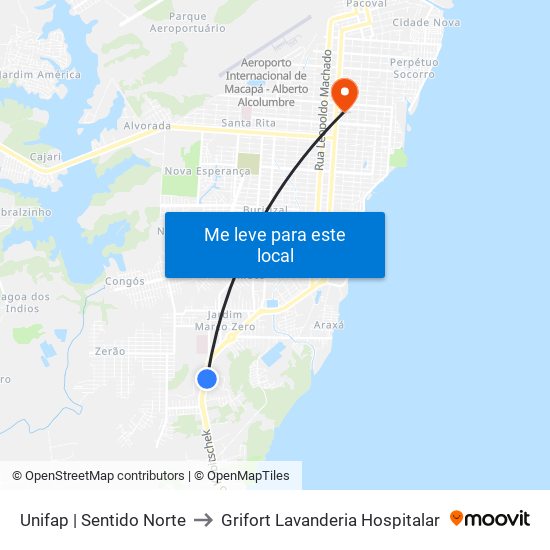 Unifap | Sentido Norte to Grifort Lavanderia Hospitalar map