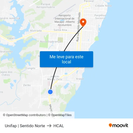 Unifap | Sentido Norte to HCAL map