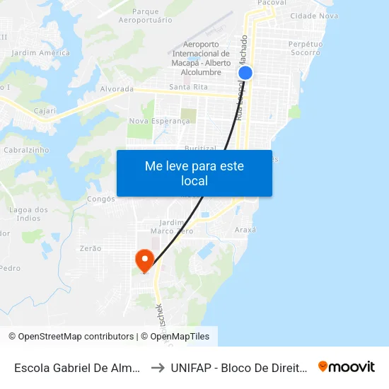 Escola Gabriel De Almeida Café to UNIFAP - Bloco De Direito, Sala R2 map