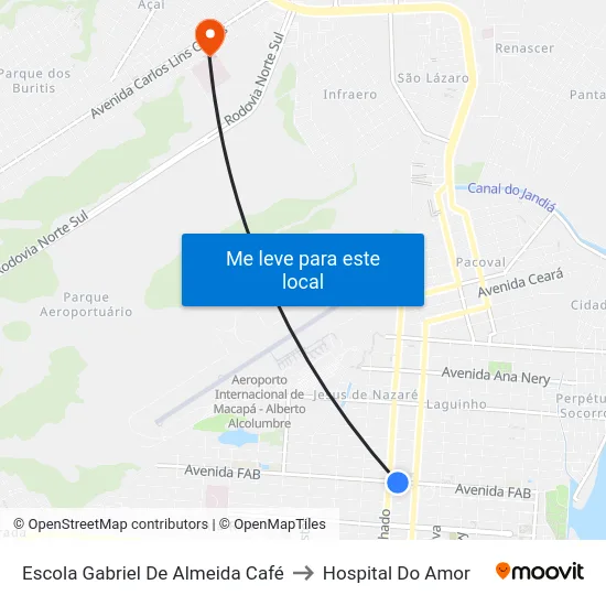 Escola Gabriel De Almeida Café to Hospital Do Amor map