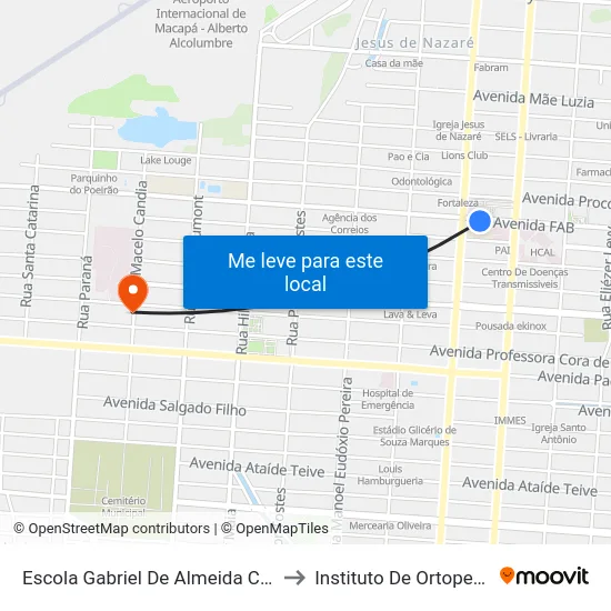 Escola Gabriel De Almeida Café to Instituto De Ortopedia map
