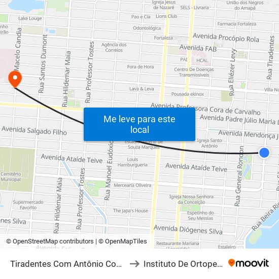 Tiradentes Com Antônio Coelho to Instituto De Ortopedia map