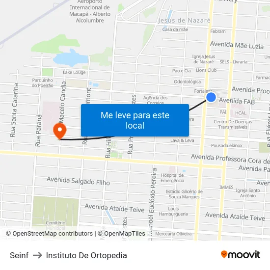 Seinf to Instituto De Ortopedia map