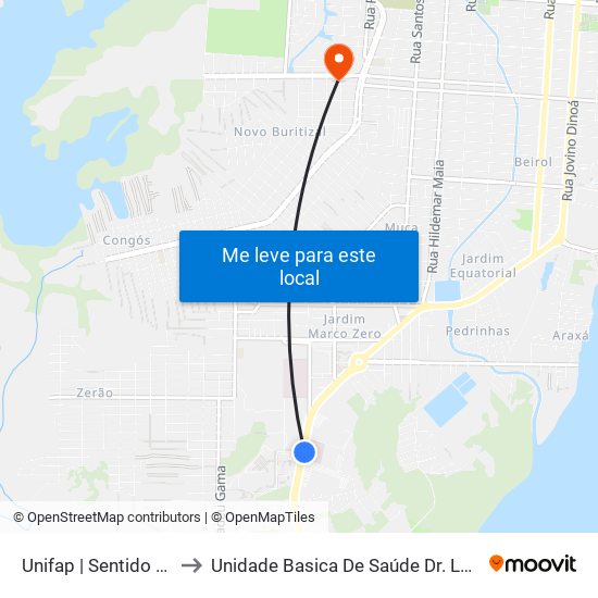 Unifap | Sentido Norte to Unidade Basica De Saúde Dr. Lélio Silva map