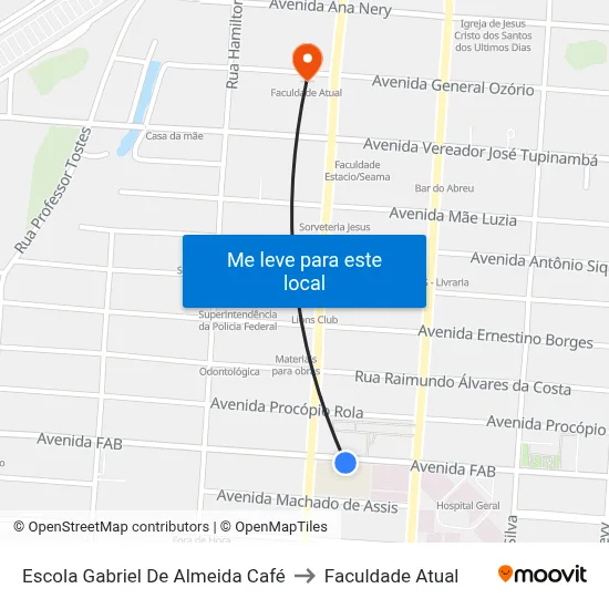 Escola Gabriel De Almeida Café to Faculdade Atual map